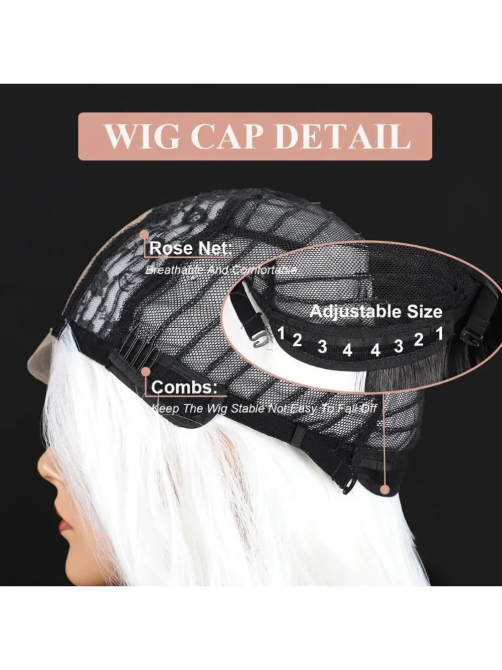 26 Inch Women's Black and White Long Wavy Curly Hair Wig Halloween Cosplay